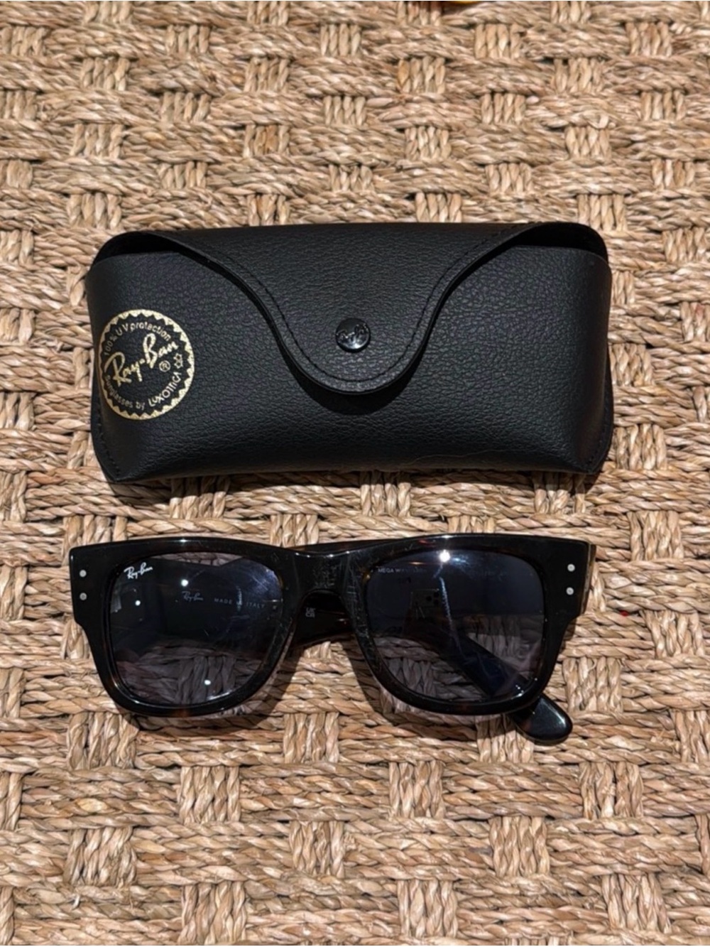 Ray-Ban Black Mega Wayfarer Sunglasses with Black Case